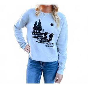 NEW OAT COLLECTIVE north shore loon crewneck sweatshirt in grey
